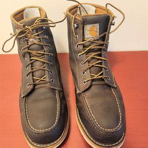 CARHARTT MENS 11.5 W 6" STEEL TOE BOOT CMW6295 BROWN OIL LACE UP gently used